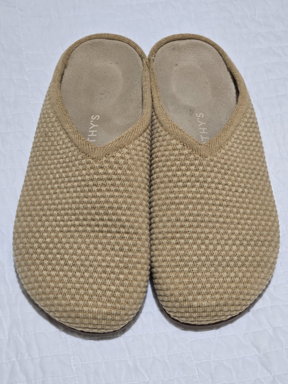 Rothy's Tan Knit Slip-On Slippers